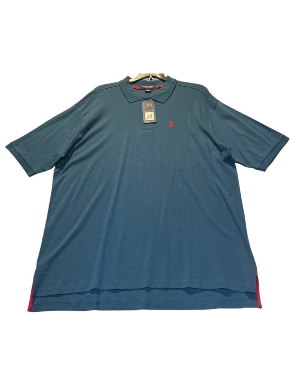 U.S. Polo Assn. Mens 2XLT Luxury Feel Polo Shirt Teal Red Logo Short Sleeves New